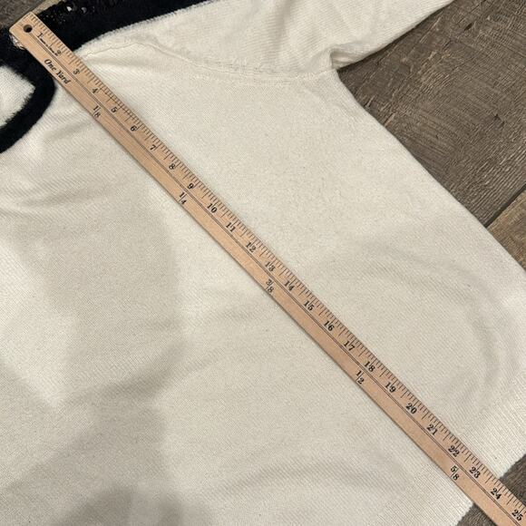 1.STATE Sequin Sleeve Stripe Cotton Blend Crewneck Sweater Cream Size L - Picture 9 of 11